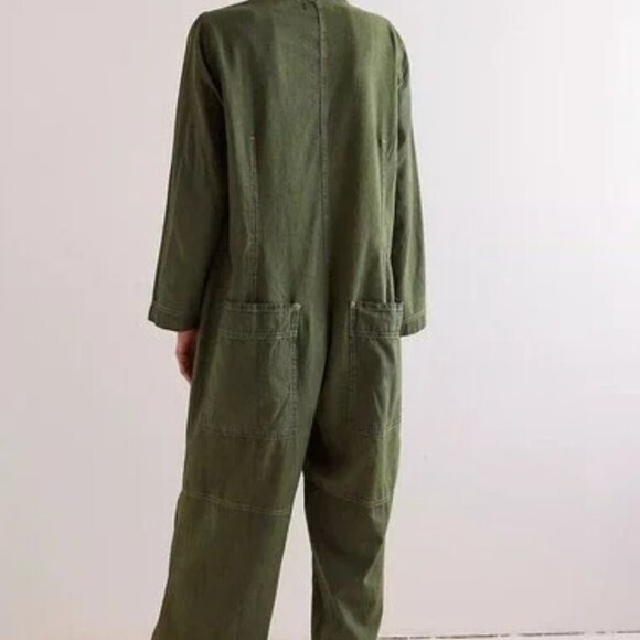 Free People We The Free Margarita Jumpsuit Rigid Denim Wide Leg L - Picture 2 of 7